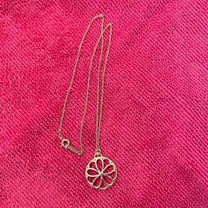 Tiffany sterling silver circle flower pendant necklace with small diamond center